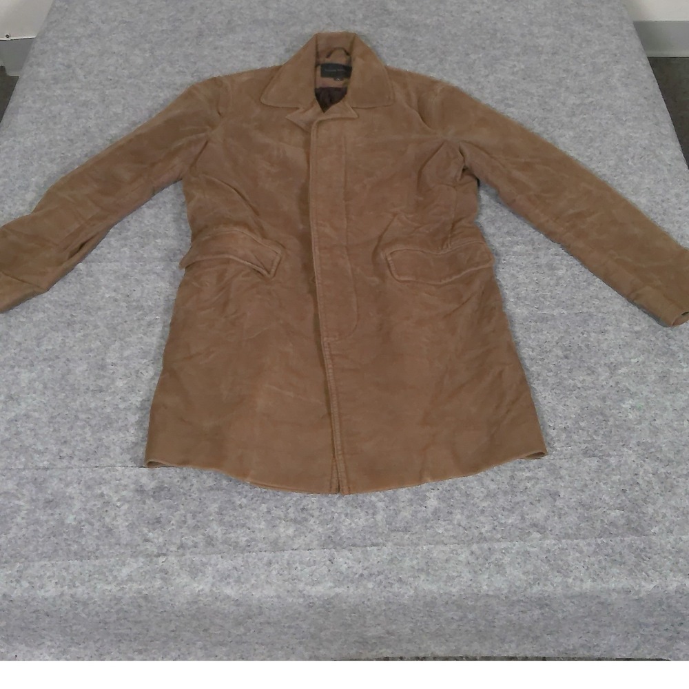 Banana Republic Mens S Tan Brown Sueded Car Coat Mid Length Jacket Notch Lapel
